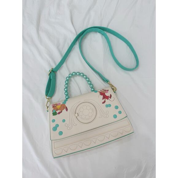 Loungefly Disney Cinderella Gus Gus & Jaq Bead Handle Crossbody Whimsical Purse - Picture 2 of 9